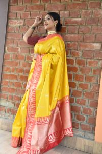 Golden Yellow Banarasi Saree