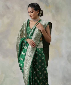 Emerald Green Katan Banarasi with Resham Work