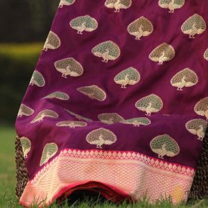 Magenta Banarasi with Peacock Motifs