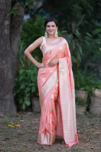 Pastel Pink Katan Silk Saree