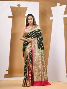 Black Katan Banarasi with Antique Gold Zari